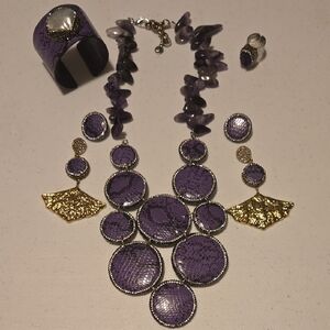Purple and Gold Jewelry Set (7pc)